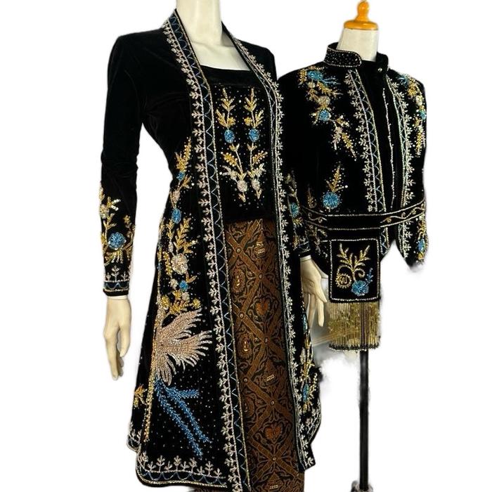 [Luxury] Bludru Phoenix Biru / Kebaya Bordir Selutut full Payet MGB / Kebaya Pengantin Jawa Premium 