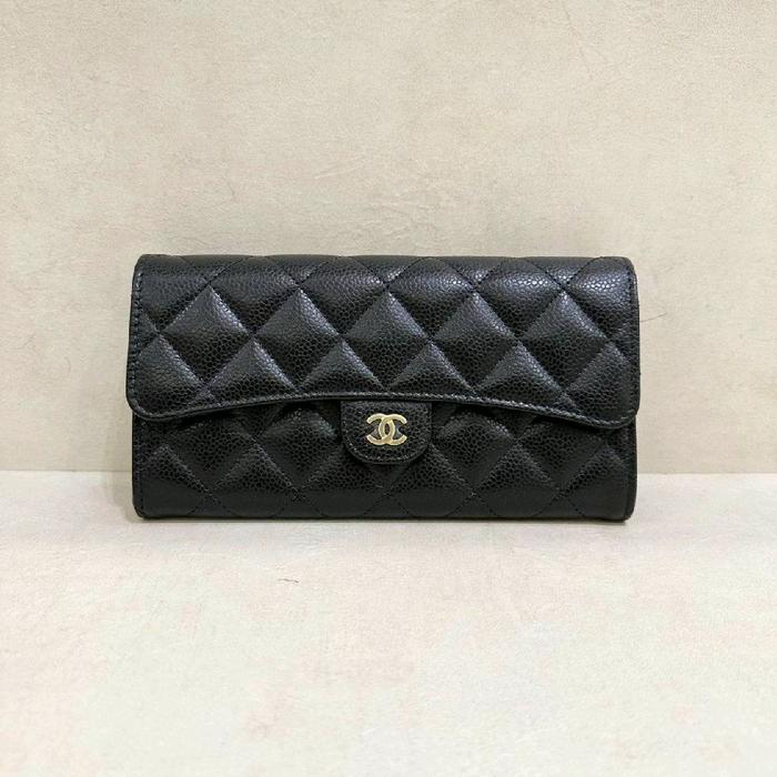 Chanel Classic Flap Long Wallet Black Caviar Ghw