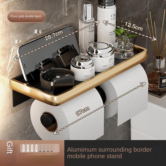 Aluminium Black Toilet Paper Holder Bathroom Phone Storage Paper