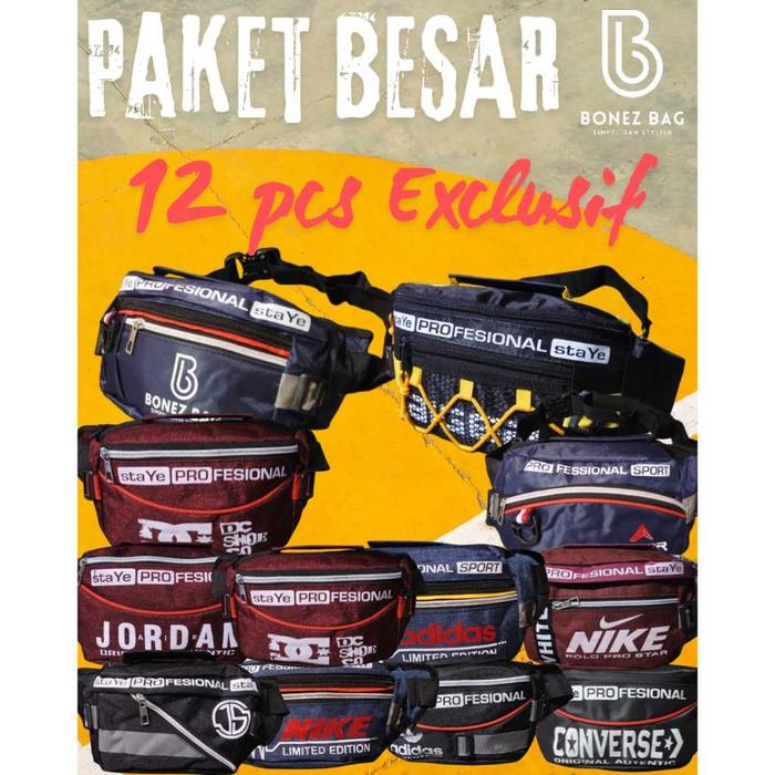 Termurah PAKET USAHA (MIX RANDOM) 12 PCS TAS WAIST BAG. SELEMPANG/ PINGGANG KEREN & EKSKLUSIF. BUNDL