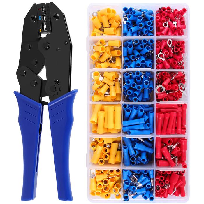 Kit alat Crimping terminal kawat, AWG20-10 Crimping Ratcheting