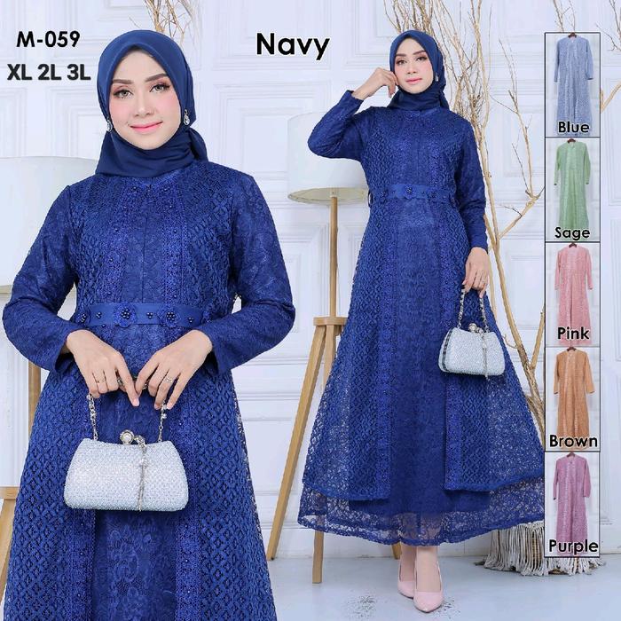 Gamis I'XORA M059 full brokat plus Rompi cantik mewah elegant