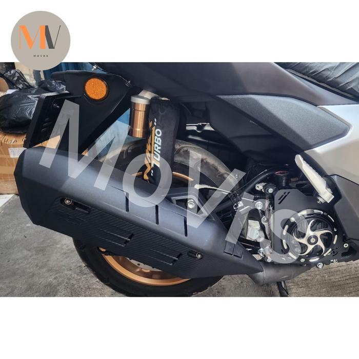 Cover tutup knalpot pelindung knalpot Yamaha Nmax Turbo New 2024 anti panas hitam doff MHR Racing