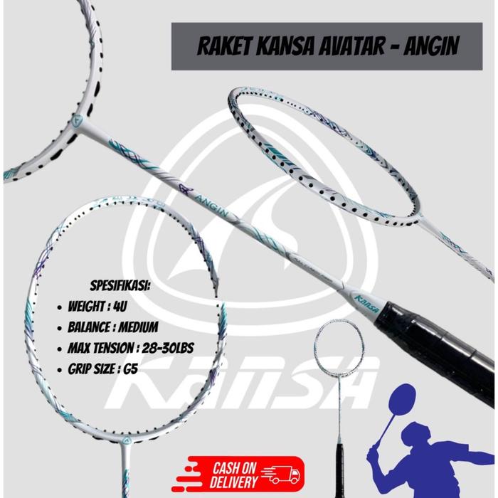 Raket Badminton Kansa Angin/ Api/ Air/ Tanah/ Kayu 30Lbs Original