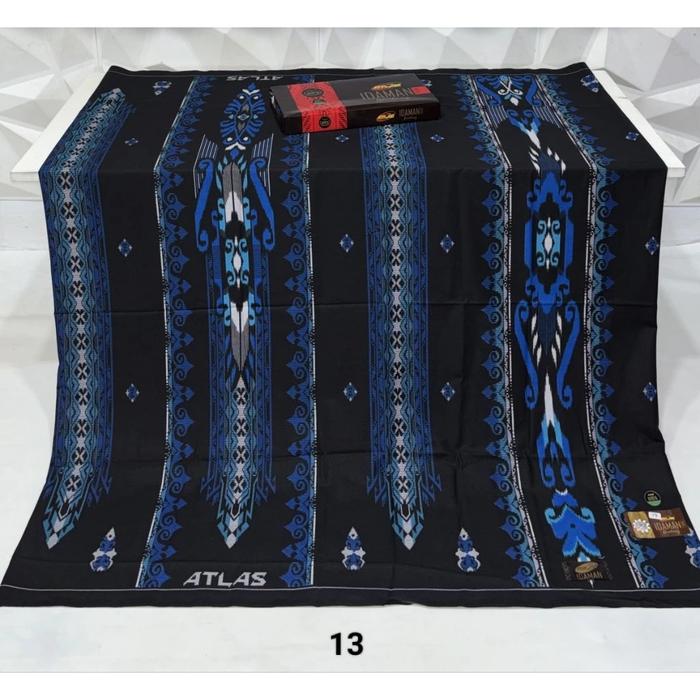 Sarung Atlas Idaman 555 Kembang Harmoni Motif BHS Hitam mix Sarung Pria Muslim Kain tenun adem no 1 