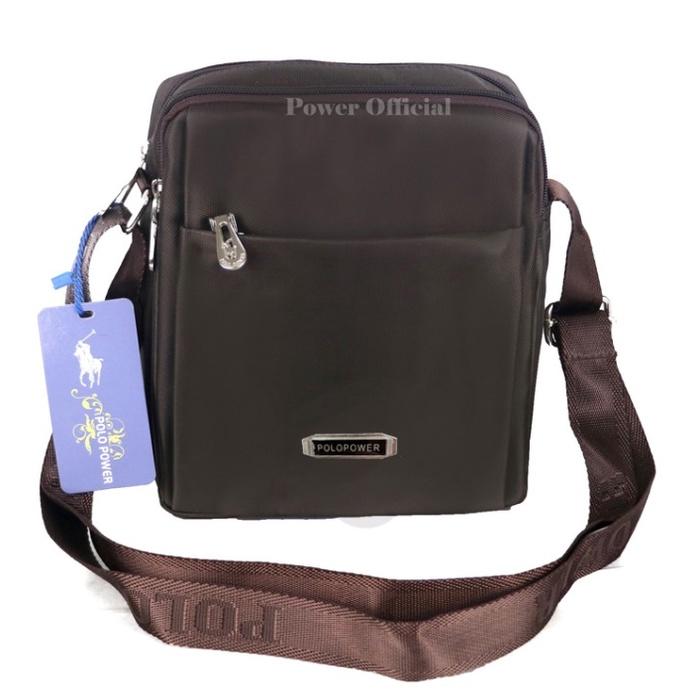 New Polo Power 012M Tas Slempang Pria Sling Bag Import Tas Polo - Cokelat, M - Terlaris