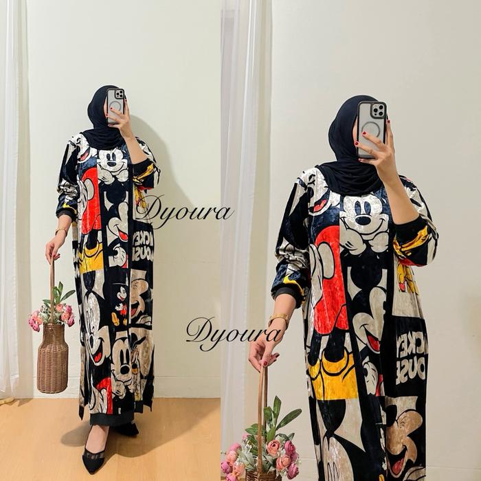 Terlaris dress bludru premium Ori BKK / gamis bludru payet printing