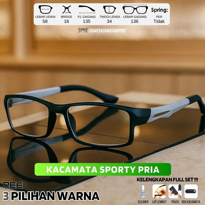Kacamata ANTI RADIASI Minus - 0.25 s/d -6.00 Silinder 2 Antiradiasi Blueray kacamata sporty pria
