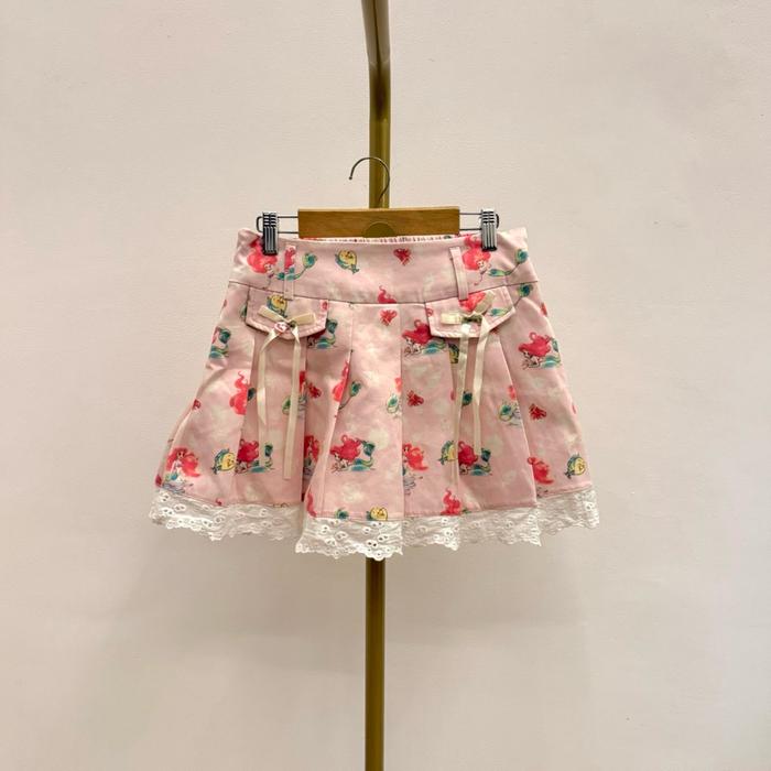 PRELOVED Little Mermaid Ariel Pink Flare High Waist Tennis Mini Skirt Rok Wanita