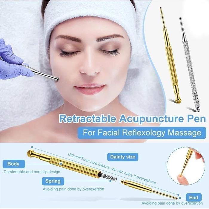 Accu Probe / Accupressure Pen Pencari Titik Telinga Tembaga / Silver - Pena / Pen Probe Terapi Akupr