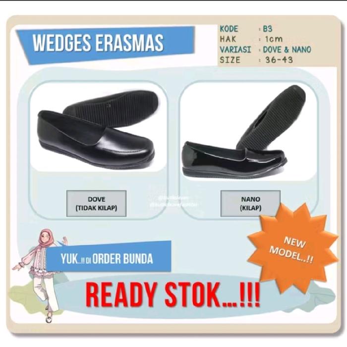 SEPATU WEDGES ERASMAS TERBARU B3 HAK 1CM DOF/NANO UKURAN 36-42