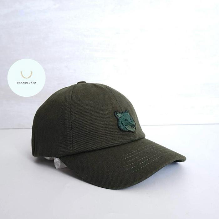 Maison Kitsune Baseball Cap Head Fox in Navy & Green