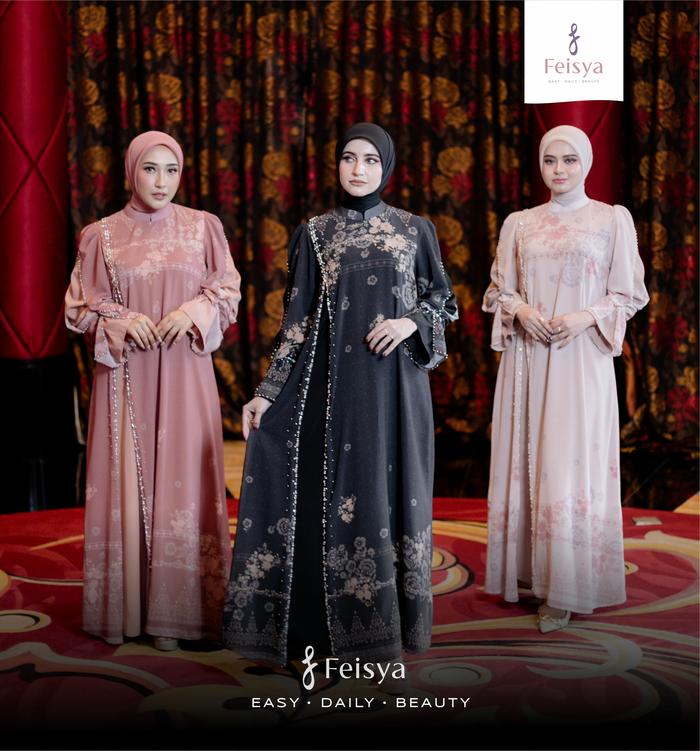 Feisya.id - Gamis Wanita Hania Dress Aksen Payet Samping