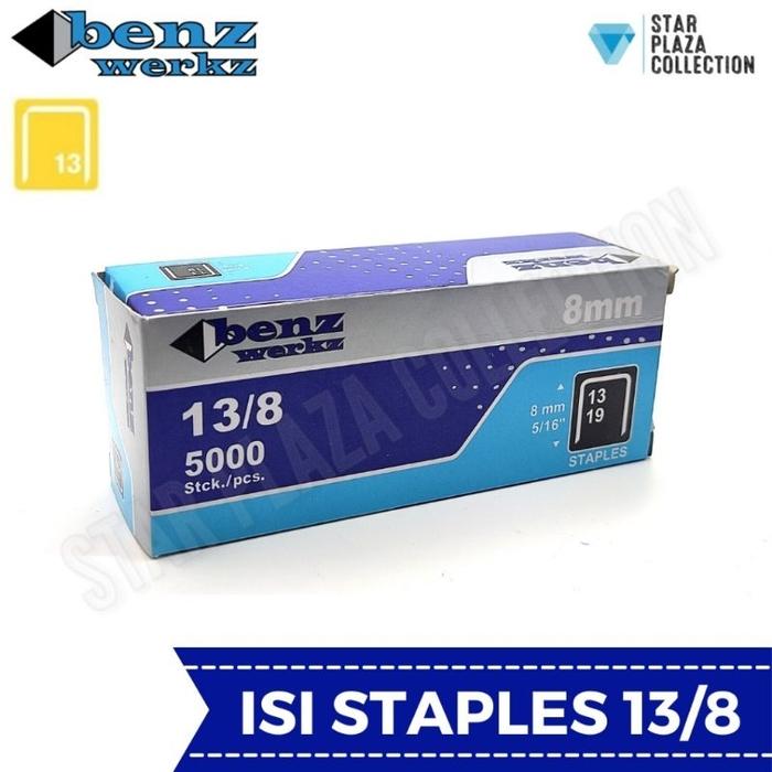 Isi Staples Manual / Staples Tembak Guntacker Merek BENZ WERKZ / RAPID RAPIDE Original Uk. 13/8mm (8