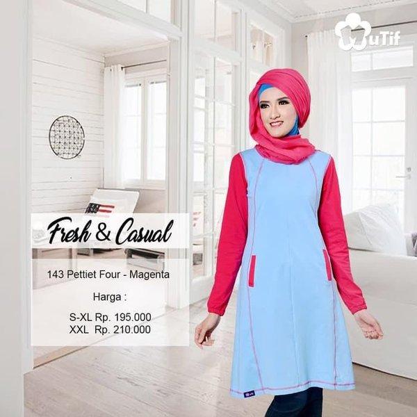 SALE TUNIK KAOS MUTIF 143 MAGENTA SIZE S ORIGINAL