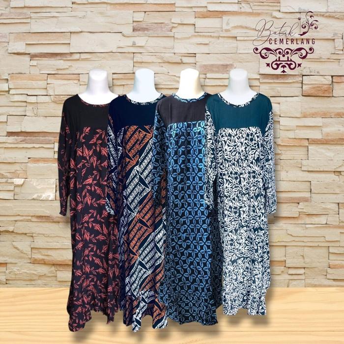 Abaya Daster Aisya Ceria Batik Bawahan rampel Baju Muslim Wanita Desain Unik Nyaman Gaya Modern Prak
