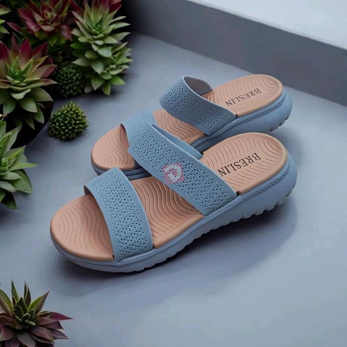 Sandal Wanita Terbaru Breslin 116 Anti Slip Shoes Sendal Lebaran Kekinian Karet Hitam