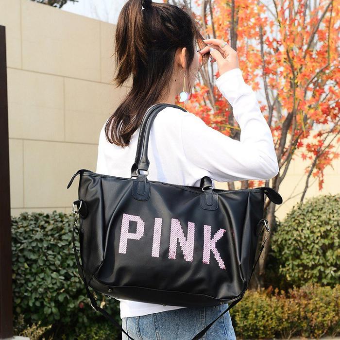 3473 Tas Selempang Wanita Import Model Kekinian Tulisan Pink Travel