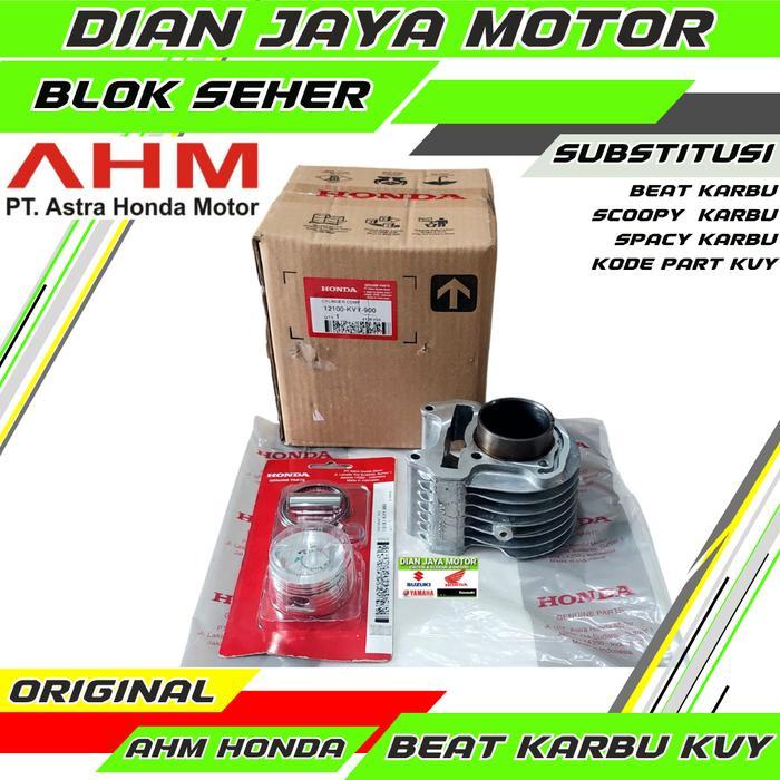 BORING KIT CYLINDER BLOK SEHER BEAT KARBU SCOOPY KARBU KODE PART KVY ORIGINAL AHM BLOK SEHER SET PIS