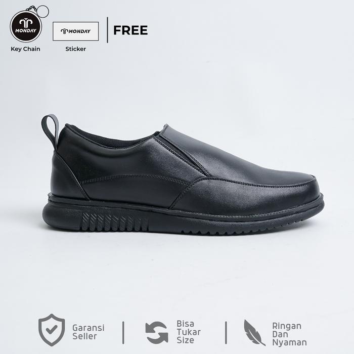 Monday Official - Stanford Black - Sepatu Loafer Hitam Pria Shoes Kerja