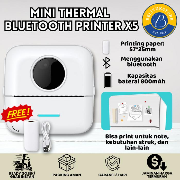 Ready Mini Thermal Printer Bluetooth Printer X5 / Wireless Thermal Mini Printer Label Bluetooth / Mi