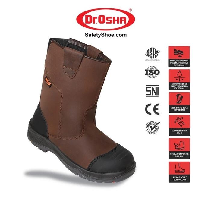 Dr OSHA Mustang 9373 S1 Composite Safety Shoes Boot - Brown