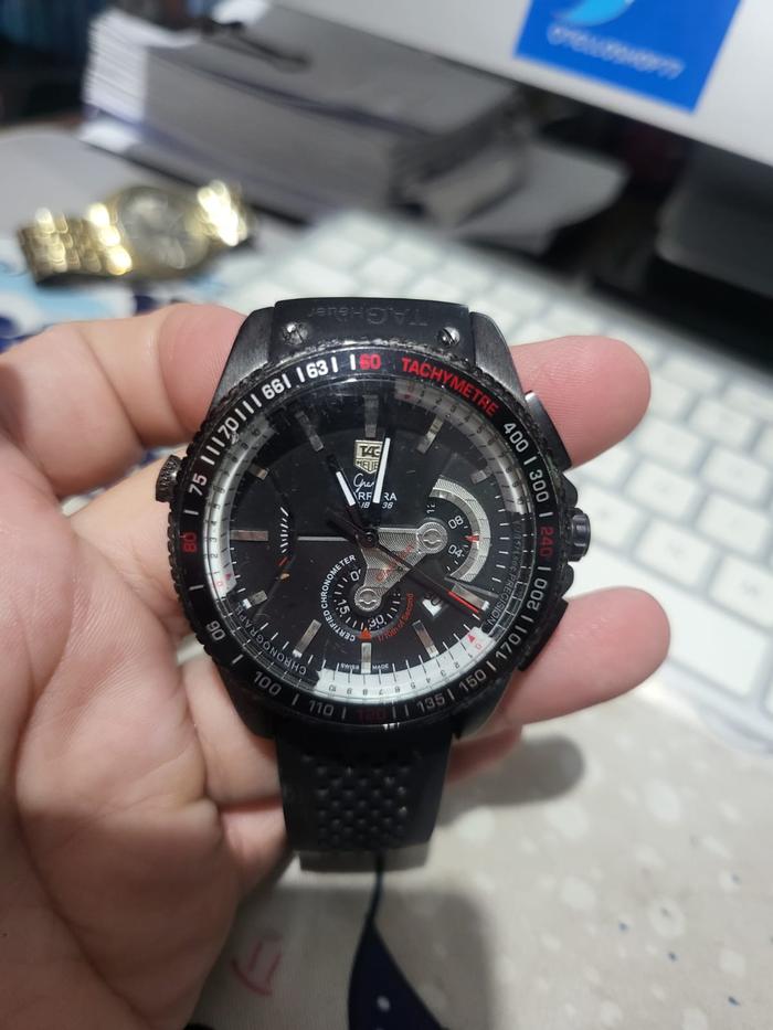Preloved Jam Tangan Watch TAG H3u3r Grand Carrera Chrono24 2nd Bekas Strap Rubber