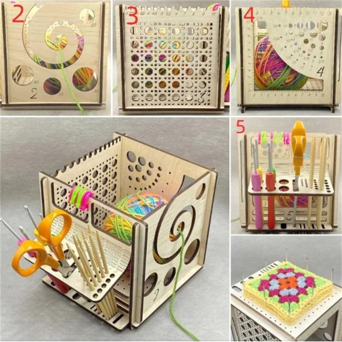 Creative Yarn Bowl Wooden Yarn Dispenser Bowl Crochet Yarn Holder Knitted Crocheted Wool Holder Stor