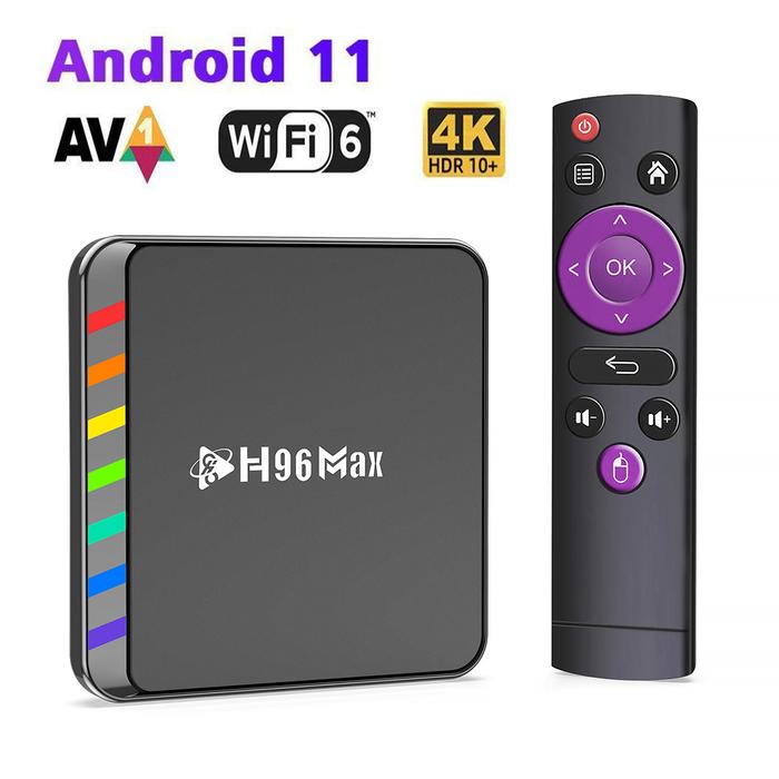 H96 Max W2 kotak TV pintar Android 11, Set Top Box TV pintar Amlogic