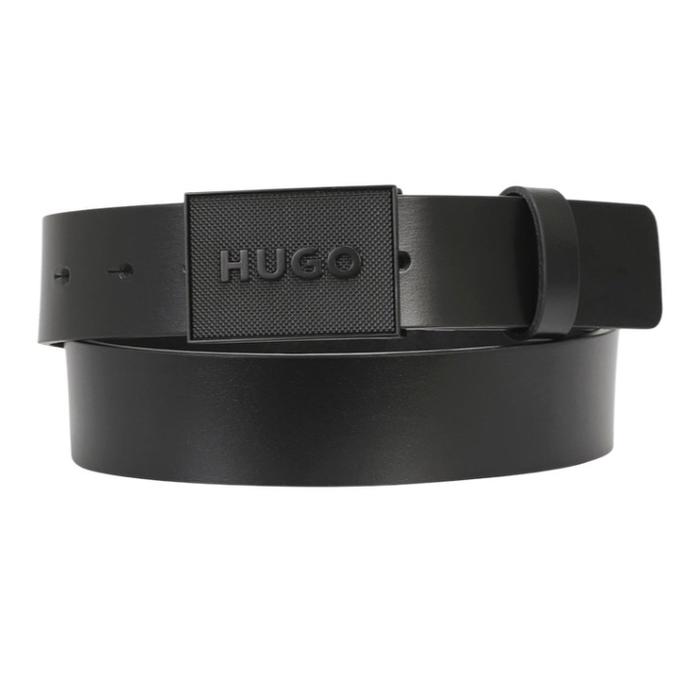BELT HUGO BOSS GETHON MONOGRAM SUEDE BLACK ORIGINAL AUTHENTIC