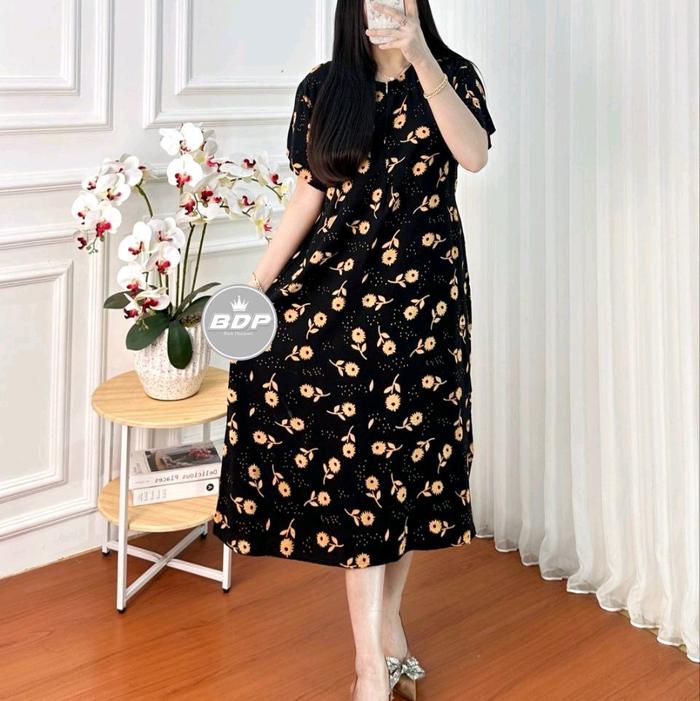 Daster Chibi Terbaru Motif Bunga Daun Tutul Busui Bumil Resleting Depan Daster Harian Wanita Santai 