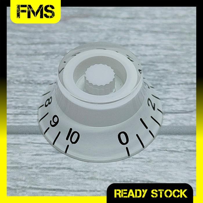Knop Potensio Gitar Les Paul Top Hat Bell Speed Knob 03 White/Black