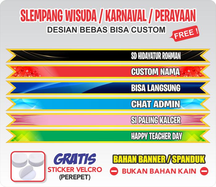 SLEMPANG WISUDA KARNAVAL BAHAN SPANDUK