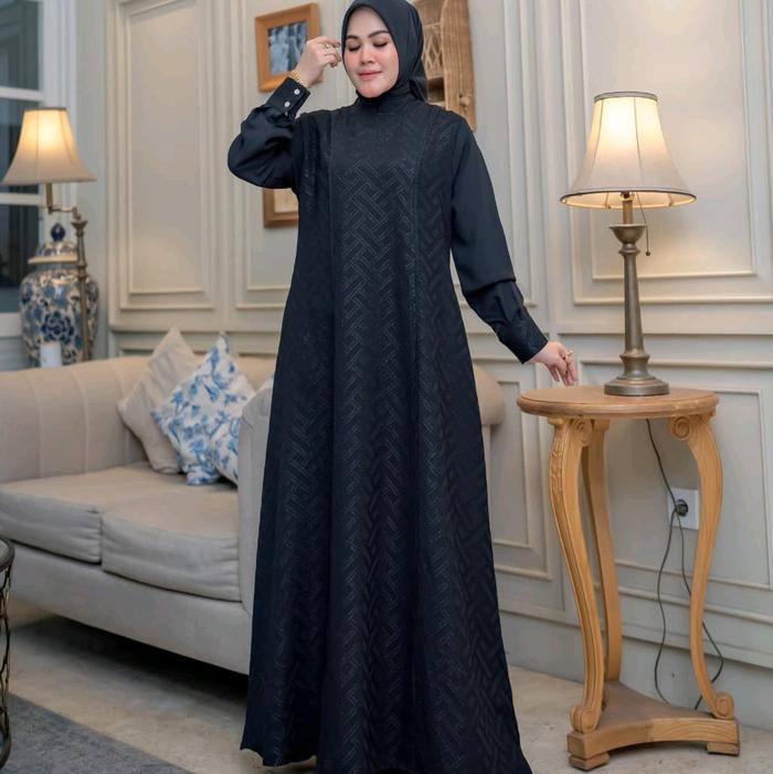 Slimah Dress Only embos jaguar mix lady ice premium original by Arsyakayla hitam putih / pakaian baj