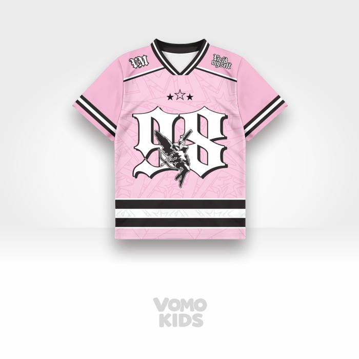 Kaos Jersey Anak Cewek Pink Aesthetic Gothic Font - Baju Olahraga Anak Adem | Vomo Kids