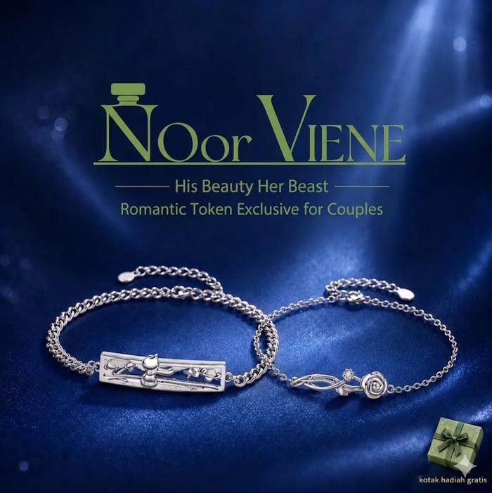Gelang Couple Perak S925 Motif Pangeran Kecil & Mawar Lunari Jewelry 1 Set Isi 2 Gratis Kotak Hadiah