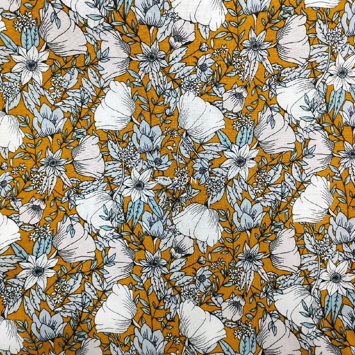 KATUN RAYON TWILL motif Bunga - bahan kain rayon twill kembang kain adem lembut nyaman
