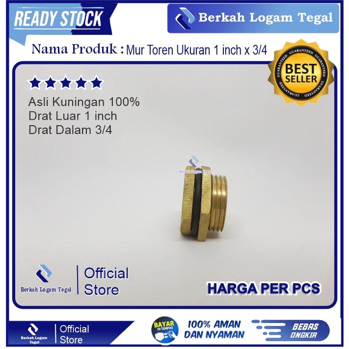 Mur Tandon 1" × 3/4" KUNINGAN / Mur Toren / Flock ring Tangki air Grosir