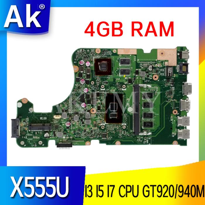 X555UJ Notebook Mainboard 4GB RAM I3 I5 I7 CPU V2G GT920M GT940M