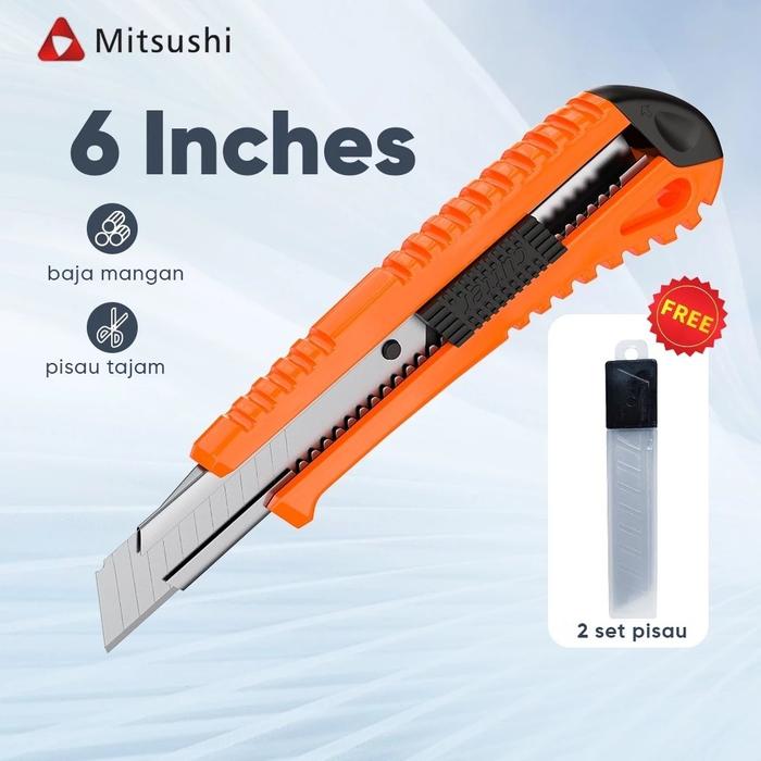 Mitsushi  Pisau Cutter Pemotong Gagang Orange 18mm / Utility Cutter Knives Set