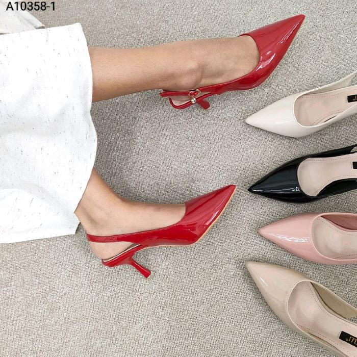 Simoncelli Sepatu Heels Tali Belakang 6 cm | Heels Pesta Kondangan Glossy | Heels Kantor Wanita Impo