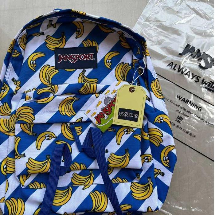 Tas Ransel Pria Backpack Jansport Motif Banana Full Tag Terlaris - Pisang