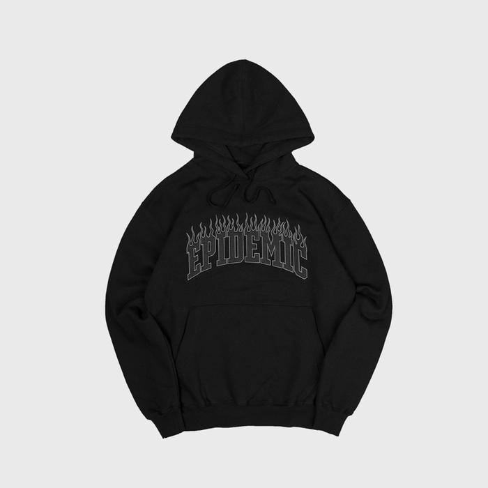 Epidemic Hoodie Hitam dengan Desain Api - Sweater Hoodie Pria Wanita