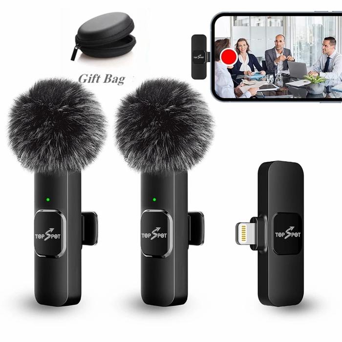 Topspot Mikrofon Wireless 2.4G Hp Vlog Youtuber Portable Lavalier Mic for Iphone and Android Smartph