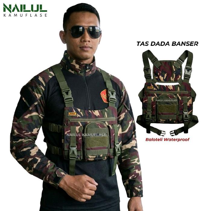 Tas Dada Banser Motif Loreng Balotelli dengan Selempang yang Bisa Disesuaikan Ansor Banser Atribut B