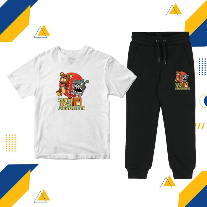 Setelan Kaos Celana Joger Anak Game Super Bear - Set Kaos Longpants Anak Super Bear Adventure