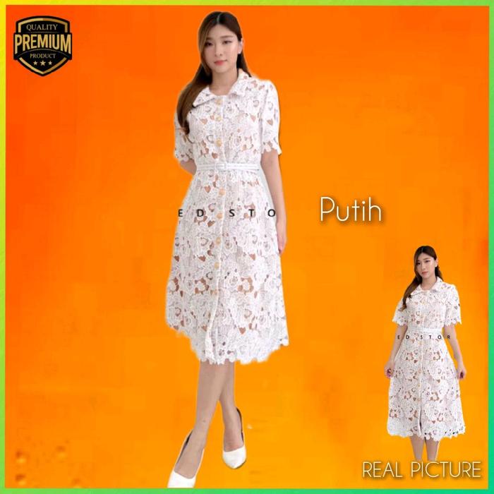 Dress Code Kondangan Wanita Premium Blouse Kekinian Silvia Gaun Pesta Mewah Natal Korea Putih
