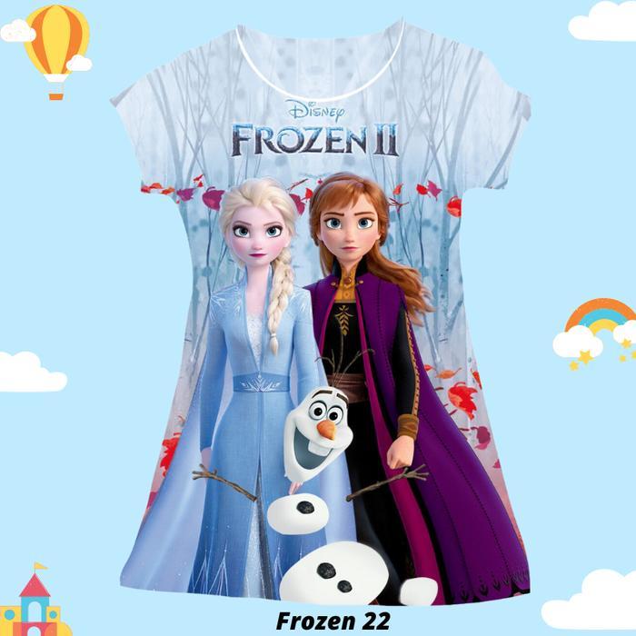 Dress Anak Frozen Sabrina Elsa Anna Scuba Import Daster Frozen Anak