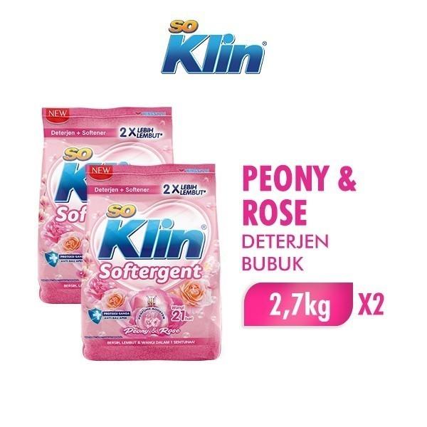 Soklin Deterjen Bubuk Softergent Peony & Rose 2,7 kg x2