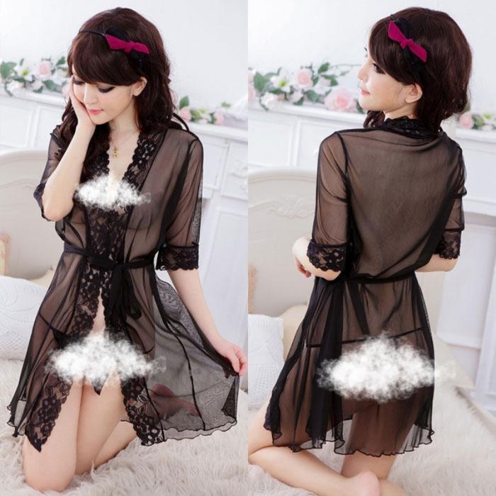 {EXOS} Set Lingerie Wanita Fit Panjang Set 1 pc Kimono + 1 pc CD 1096